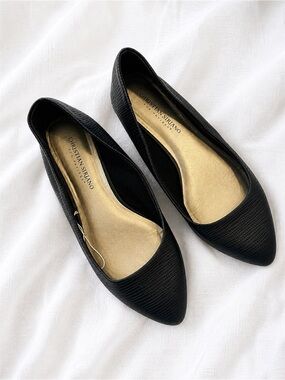 Christian Siriano Black Textured Pointed Flats